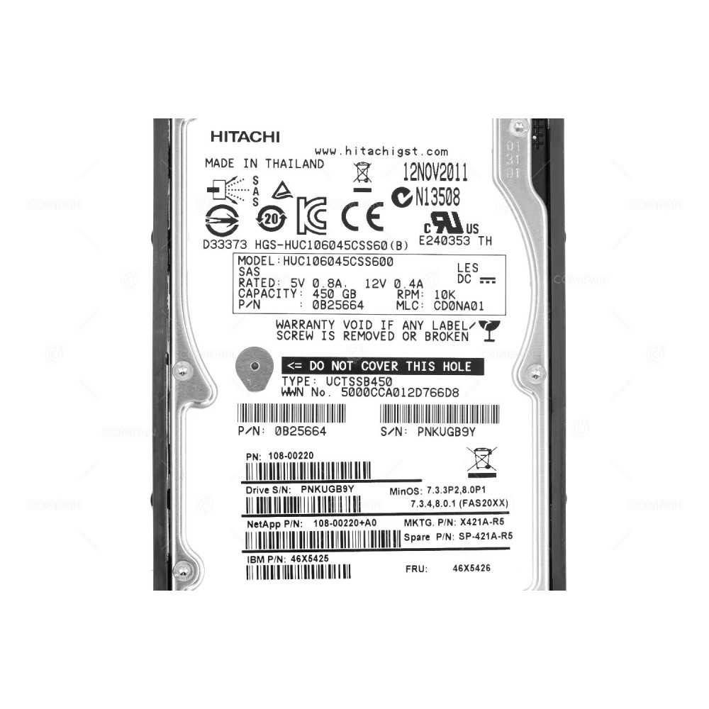 X421A-R5 NETAPP HDD 450GB 10K SAS 6G 2.5" SFF FOR DS2246, FAS2240-2